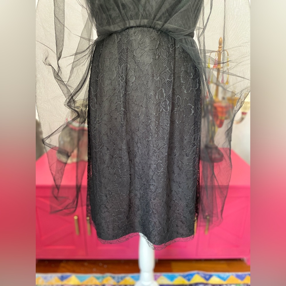 ❌SOLD❌WHITE BY VERA WANG CHIFFON TULLE LACE DRESS SIZE 6 FORMAL GOWN BRIDESMAID - Picture 5 of 8